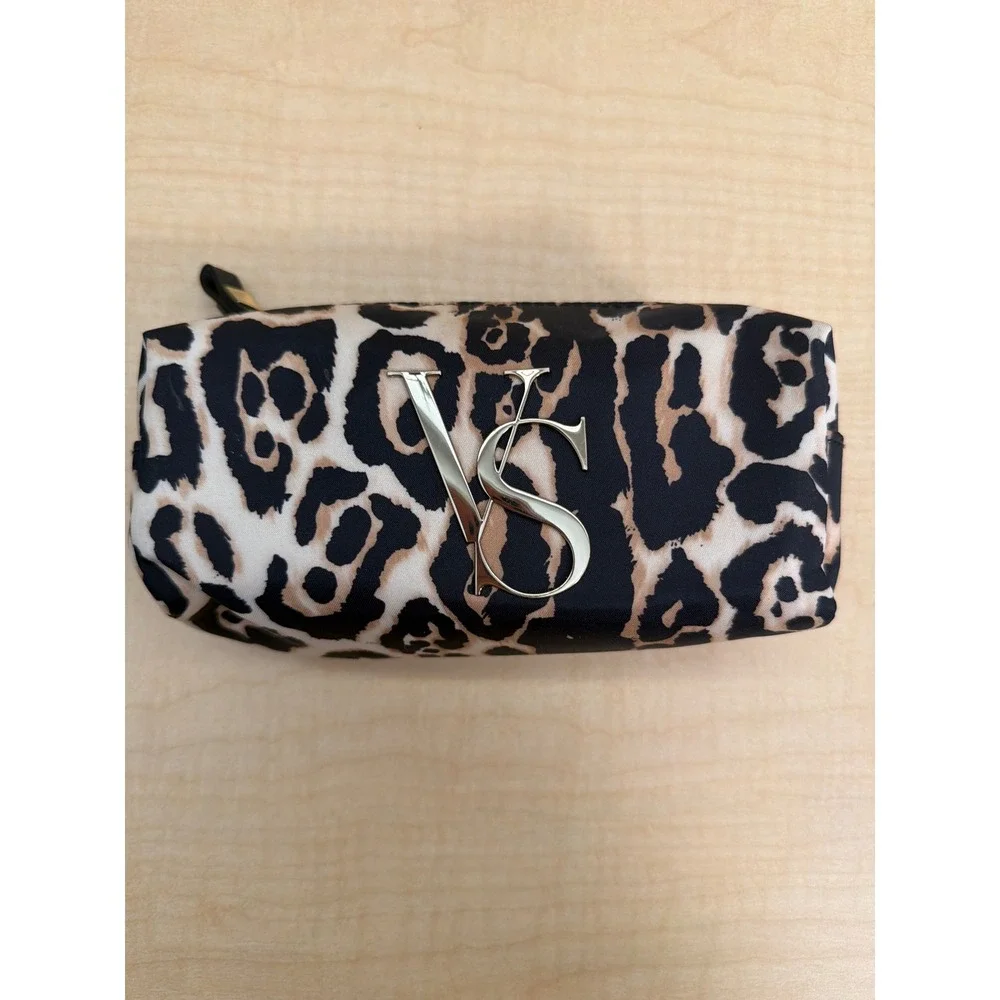 Victorias Secret Leopard Print Makeup Bag VS Logo Animal Print Cosmetic Pouch